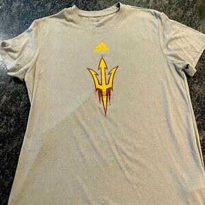 Arizona State Adidas Gray Short Sleeve Tee with ASU Pitchfork Logo
